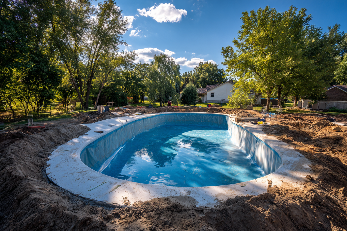 New swimming pooll being built.